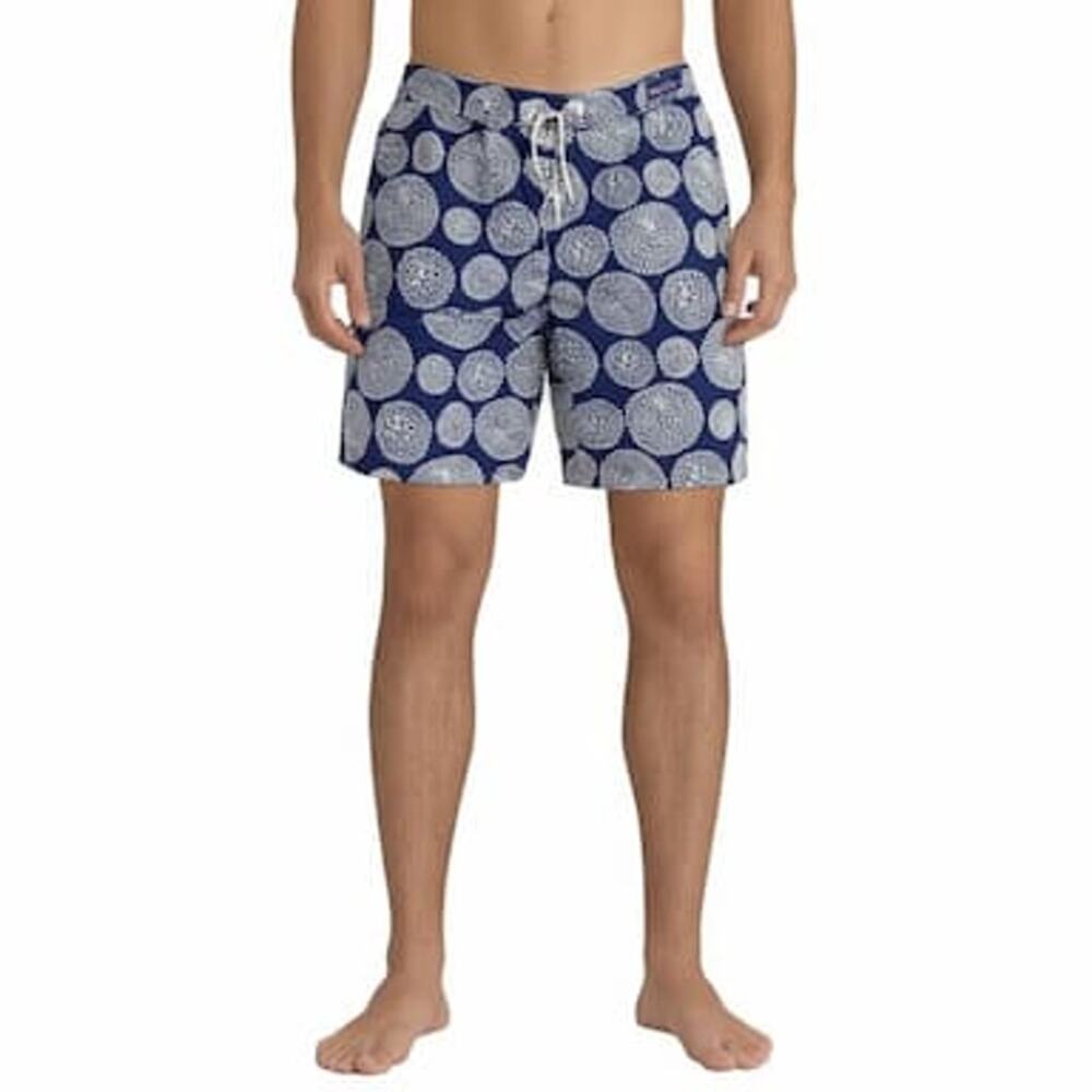 Johnnie-O Mens Twilight Board Shorts Swim Trunks Size Medium Blue White Lined
